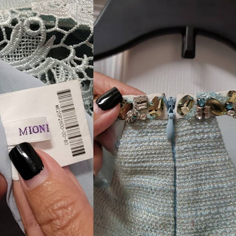 Mioni Rosa Rhinestone Tweet Mini Dress M - Picture 8 of 11
